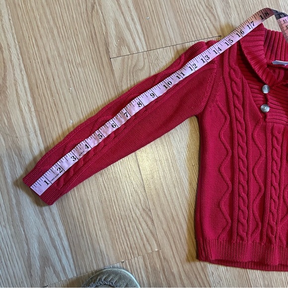 Edgehill collection red thick cable knit 100% cotton sweater Valentine’s Day 4T - Picture 7 of 7